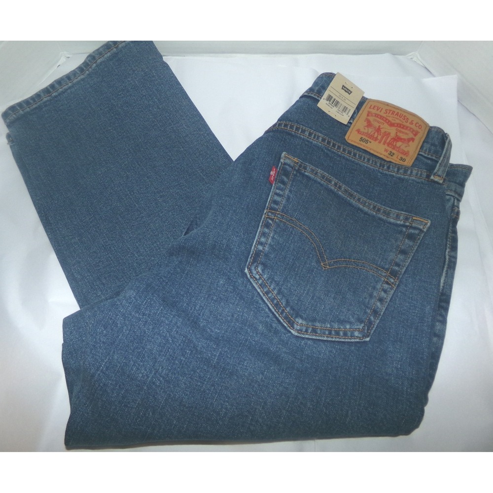 Levis 505‎ Regular Fit 32 X 30 Straight Leg Mens Jeans Blue Denim  NWT